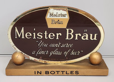 Vtg Chicago MEISTER BRAU Beer Bottles Standing Glass Advertising Bar Sign RARE picture