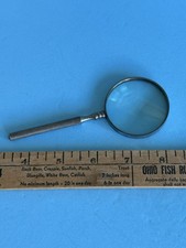 Antique Handheld Magnifying Glass Loupe with Metal Handle, Knurled Grip Handle picture