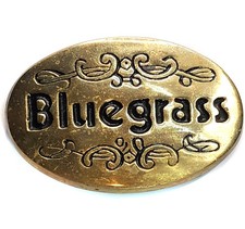 1978 Vintage Solid Brass Bluegrass Belt Buckle Country Music Themed Enameled picture