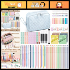 62PCS Aesthetic School Supplies Set | Cute Pencil Case, Pastel Highlighters, Gel picture