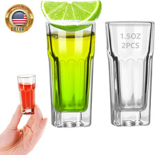 2Pcs 1.5 Ounce Shot Glasses Heavy Base, Small Liquor and Spirit Glasses, Durable picture