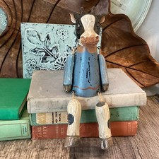 Jointed Vintage painted Cow Shelf Sitter Folk Art Primitive Cow Farmhouse picture