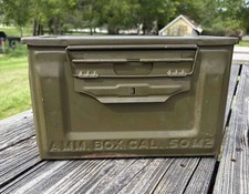 WWII USGI .50 Cal M2 Ammo Box NMPC Flaming Bomb Frankford Arsenal Side Latch picture