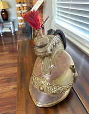 French Pre-WW1 Dragoon Parade Metal Helmet w/ Horsehair Plume w/Stamped reg# picture