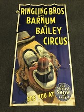 Vintage Large Ringling Bros And Barnum & Bailey Circus Clown Poster 78” X 41” picture