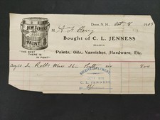 1909 antique C.L. JENNESS dover ny BILLHEAD paint oil varnish hardware A.F BERRY picture