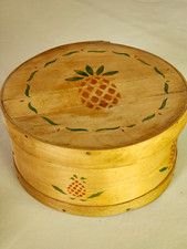 Vintage Hand-Painted Wooden Pineapple Pantry Box / Cheese Box (11.5