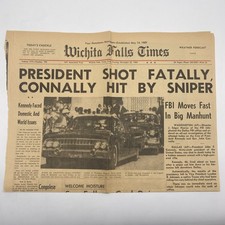 Vintage Wichita Falls Times JFK Texas Newspaper November 22 1963 Front Page Only picture
