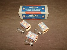VINTAGE LIGHT BULBS GE NATIONAL CARBON CO EVEREADY MINIATURE LAMPS 3 LEFT IN BOX picture