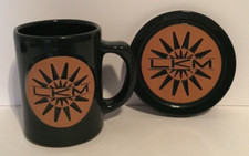 Rare Dark Green LKM Coffee Mug & Matching LKM Coaster by Frankoma USA picture