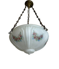 antique 1910-20s Art Deco hanging pendant dome fixture picture