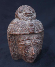 Ancient Egyptian Royal Head Bust Antique Style Dark Stone Pharaoh Sculpture picture