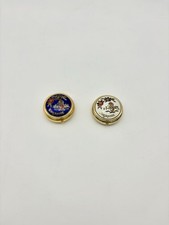 Pair of Vintage Singapore Enamel Merlion Souvenir Pill Trinket Boxes Set picture
