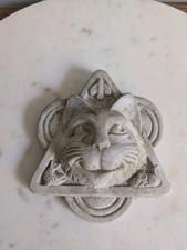 Vintage Carruth Studio Hand Sculpted Stone Cat Wall Plaque Hanging 1986 picture
