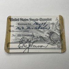 LYNDON B JOHNSON - AUTOGRAPHED SIGNED UNITED STATES SENATE CHAMBER PASS 1951 picture