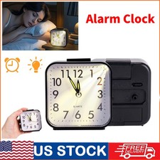 Small Travel Alarm Clock Analog Battery Operated Silent No Ticking With Light US picture