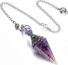 Péndulo de cristal de 7 chakras, gema facetada para adivinación, sanación y más. picture