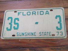 1973 Florida license plate, Hillsborough county, matching number picture