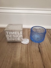 NEW Iittala Finland Oiva Toikka 1964 Kastehelmi Blue Aqua Tealight Candle Holder picture