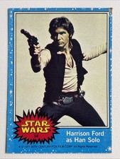 1977 Topps Star Wars #58 Harrison Ford as Han Solo Blue Border Series 1 Vintage picture