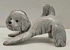 Vintage 1998 Lynda Pleet Menagerie Dog Sculpture Bichon Frise Happy Face  picture