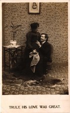 Vintage Life Model Postcard Truly His Love Was Great Romance Edwardian Era picture