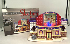 50's Style Fiber Optic Skating Rink Ceramic Christmas Village 'ROLL LAND' W/Box picture
