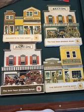 Vintage 1960s Lucky Lager Beer Vacuform Plastic Old West Town Signs - Set of 4 picture