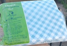Dantrel No Iron Dan-Press Blue Checks Flat King Size Bed Sheet  NEW  picture