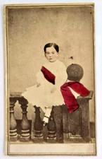 Antique Civil War Era CDV Photo Young Victorian Boy Child Hand Tinted Tax Stamp  picture