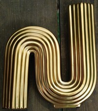 Vintage GOLD METALLIC RIBBED BENT S SHAPE Ceramic Vase Nordic/Deco Style 11
