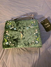 Loungefly Disney Tinker Bell  Floral Embroidered Velvet Handbag Purse - Green picture