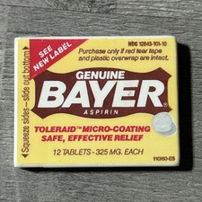 VTG Bayer Aspirin Full Box Plastic Container EXP DATE 8/87  Advertising Prop W11 picture
