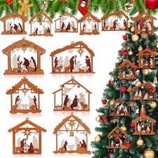 Bucherry 6 Pcs Wooden Christmas Nativity Scene Ornaments Bulk, 2025 Christian... picture