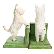 HomArt Set of 2 Cast Iron Standing Westie Bookends, White/Green picture