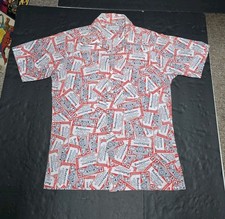 Vintage 70’s Budweiser All Over Print Beer Button Up Shirt Kmart Anheuser Bush  picture