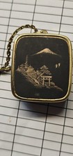 Vintage Sanyo Music Box Keychain Mount Fugi Engraved Clover picture