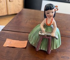 Vintage Napco Planter Hawaiian Girl Hula  Dress Guitar Tough Find C4692A 1959 picture