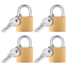 4 Pack Solid Brass Padlocks Keyed Alike Small Lock for Toolbox Shed Locker Gym picture