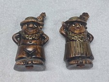 Vintage 1970's Hawaiian Man & Woman Tiki Salt & Pepper Shaker Set Made in USA picture