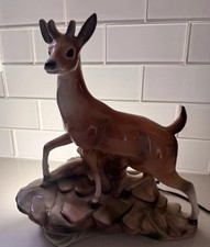 Vintage Maddux of Calif. Porcelain Deer Stag Portable Lamp Night Light 11.75 EUC picture
