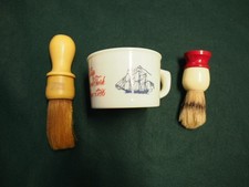 Vintage Old Spice Glass Shaving Mug Ship Grand Turk Salem + 2 Brushes picture