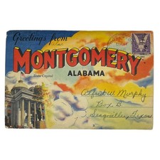 Vintage 1945 Montgomery Alabama Souvenir Folder Postcard Ephemera Booklet POSTED picture