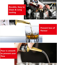 2 Pcs Liquor Pour Spouts, Stainless Steel Liquor Bottle Pourers with Rubber D... picture