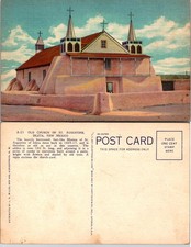 Old Church of St. Augustine Postcard Isleta New Mexico Rare Historic picture