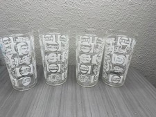Vintage Pepsi-Cola Drinking Glass - International Logos White Letters Set Of 4 picture