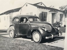 Vintage 1930s 1940s Coupe Car Hot Rod Driveway Snapshot Photo 3.5x3.5 picture