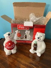 Coca Cola Ceramic Polar Bears Salt & Pepper Shakers  4