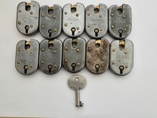 10 EA.-USED-OBSOLETE-U.S.MAIL-L.A. STEEL & BRASS MAIL BAG PADLOCKS-WITH IRON KEY picture