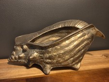 VTG Solid Brass Conch Seashell Vase Planter Home Decor Large MCM picture